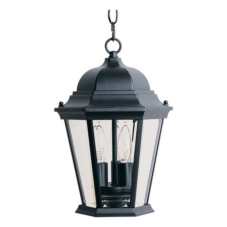 Maxim Three Light Black Clear Glass Hanging Lantern 1009BK